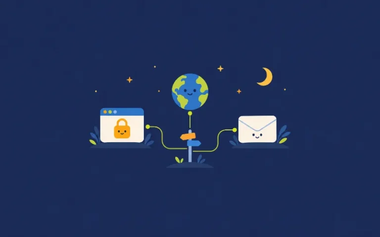 ドメイン・SSL・メールがつながるイラスト